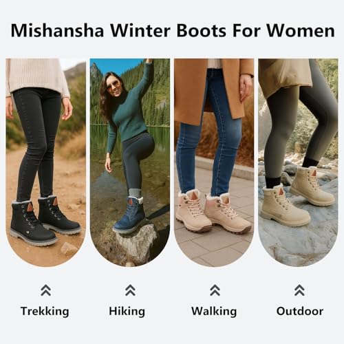 Mishansha Mens Winter Hiking Boots Waterproof Warm Snow Boots for Men Outdoor Trekking Camping