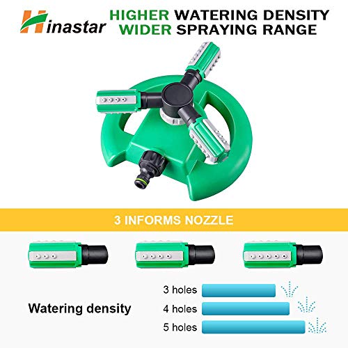 Hinastar Lawn Sprinkler, Automatic Garden Water Sprinkler, Upgrade 360 Degree Rotation Irrigation System, Large Area Coverage, Sprinkler for Yard, Lawn, Kids and Garden-1Pack(Light Green)