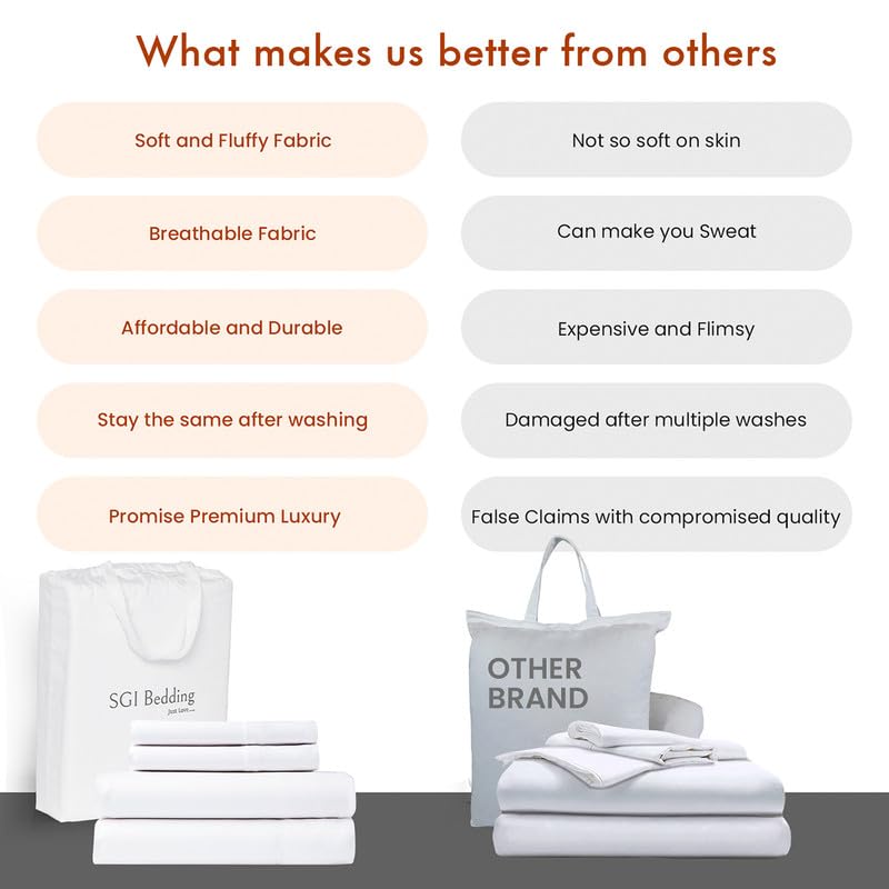 SGI bedding Luxury 4 Piece Egyptian Cotton Sheets Full Size - 1000 Thread Count, 100% Cotton Sheets, 15" Deep Pocket Sheet Set, Breathable, Soft and Premium Cotton - Lilac