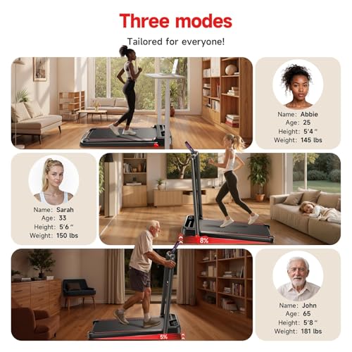RHYTHM FUN Walking Pad Treadmill with Incline, 8% Incline Walking Treadmill, 300 lbs Foldable Treadmills with Handles for Home Office Use, Under Desk Compact Walking Pad