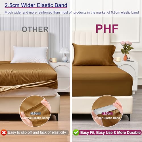 PHF 100% Rayon Derived from Bamboo Cooling Fitted Sheet King Size for Hot Sleeper, 16" Deep Pocket, 2.5cm Wider Strong Elastic Easy Fit, Breathable Silky Smooth Soft,78"x 80",White, No Pillowcases