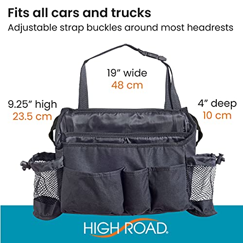 High Road SwingAway Car Front Seat Organizer with 6 Storage Pockets and 2 Bottle or Cup Holders