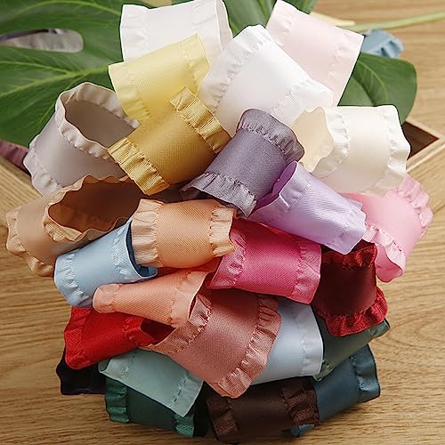 LATUROP Double Ruffle Ribbon 1 Inch 10 Yards Taro Purple