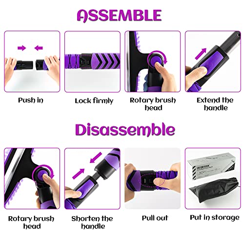 HEQIEBXK Snow Brush Car Ice Scraper - Extendable 42” Windshield Snow Broom with Foam Grip No Scratch for SUV, Truck