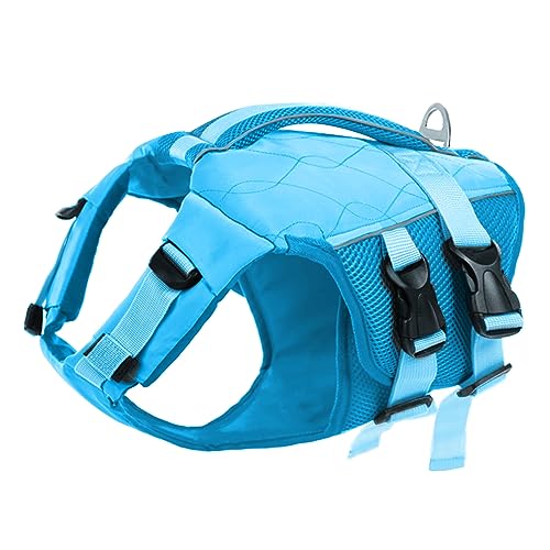 ASENKU Dog Life Jacket with Rescue Handle, Dog Life Vest for Swimming Boating with High Flotation, Ripstop Lightweight Pet Life Preserver with Reflective Stripes for Small Medium Large Dogs