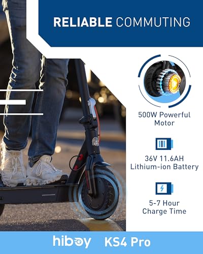 Hiboy KS4 Pro (Hiboy S2 Pro Updated Version) Electric Scooter, 500W Motor (Max 750W), 10" Honeycomb Tires, 25 Miles Long Range 19 MPH Foldable Commuti Electric Scooter Adults with Hiboy APP