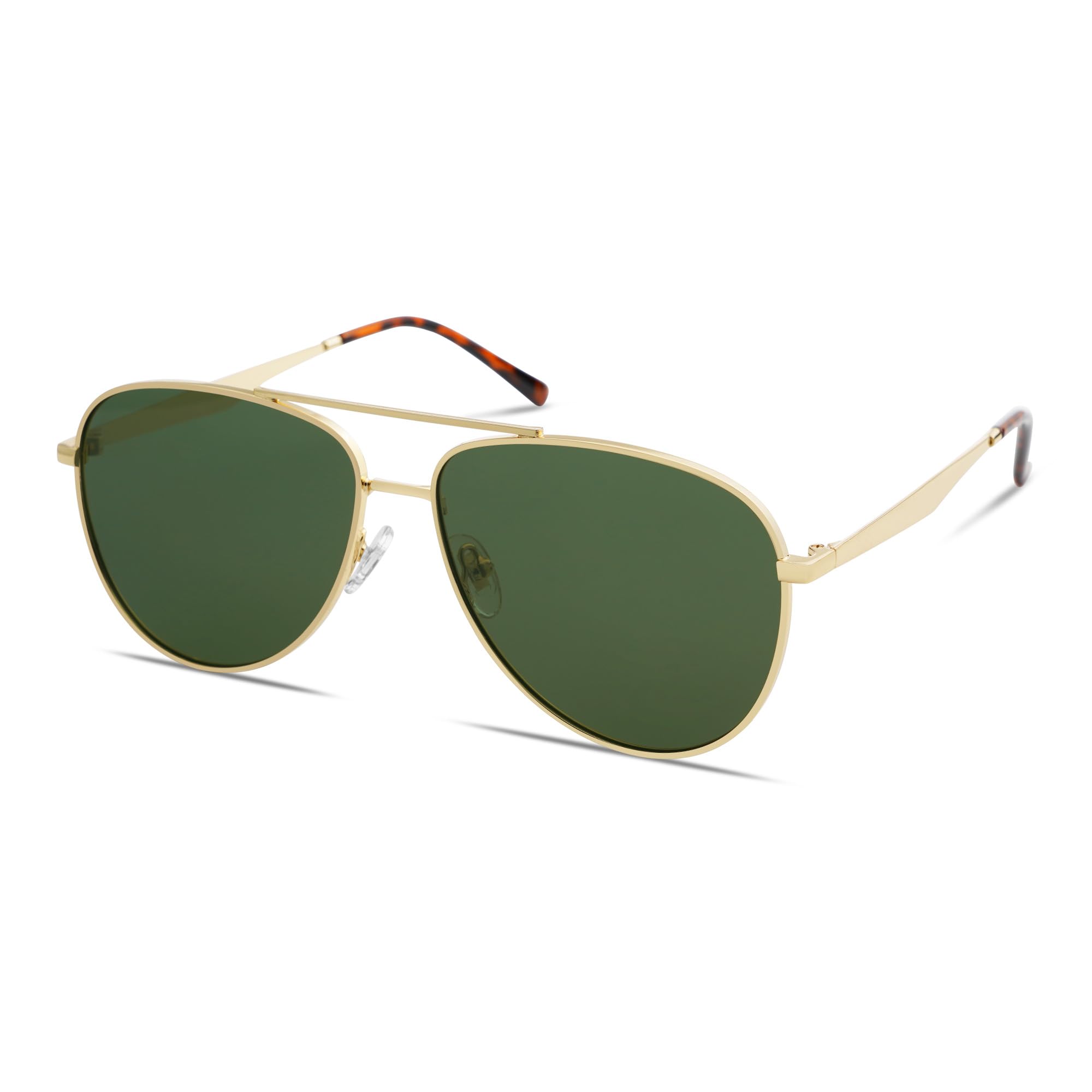 SOJOS Retro Oversized Aviator Polarized Sunglasses for Women Men Classic Large Metal Sun Glasses SJ1207A Gold/Green Lens