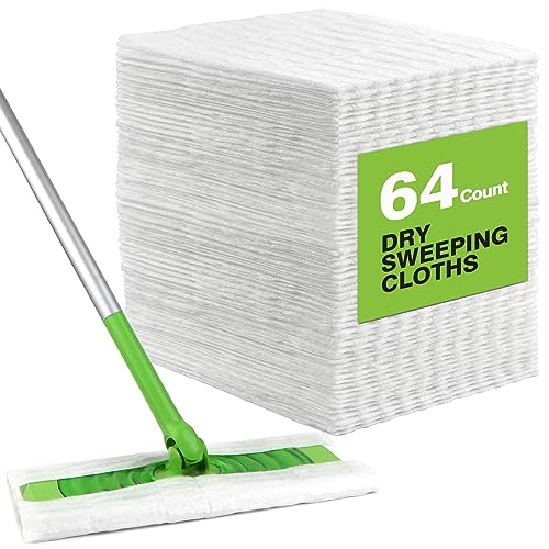 HOMEXCEL Dry Sweeping Cloths Pads Compatible with Swiffer Sweeper- Disposable Duster Refills Mop Pads for Floor Mopping and Cleaning, 64 Count