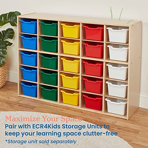 ECR4Kids Scoop Front Storage Bins, Multipurpose Organization, Turquoise, 25-Piece