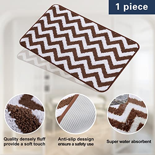 Carvapet Microfiber Chevron Non-Slip Doormat Indoor Mat and Runner for Entry, Doorway, Bath, Kitchen, High Traffic Areas, 17"x24", Coffee