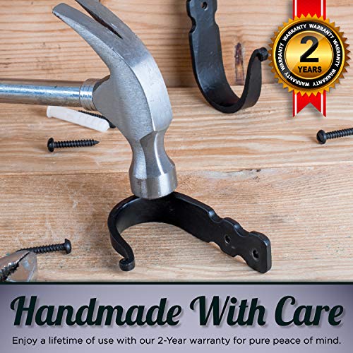 Stur-De Decorative Hooks for Wall - Wall Hooks for Hanging Coats, Hats & Bags, Rustic Towel Hooks for Bathrooms or Kitchen - Wrought Iron Farmhouse Hangers - Pack of 3, Black - 3.3 x 2 x 0.8 Inches