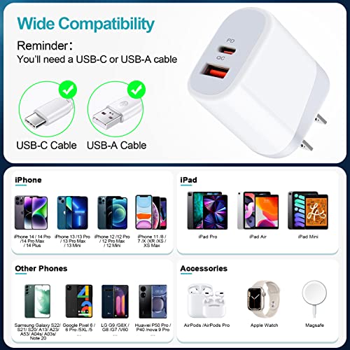 Super Fast Charger Samsung Type C Charging Block for Samsung Galaxy Z Flip 7 FE 7 6 5 4 Z Fold 7 6 5 4 S25 Ultra A17 A16 5G A56 A36 A26 S23,USB C Wall Charger Box for iPhone 16 15 14 13 12,Pixel 9a