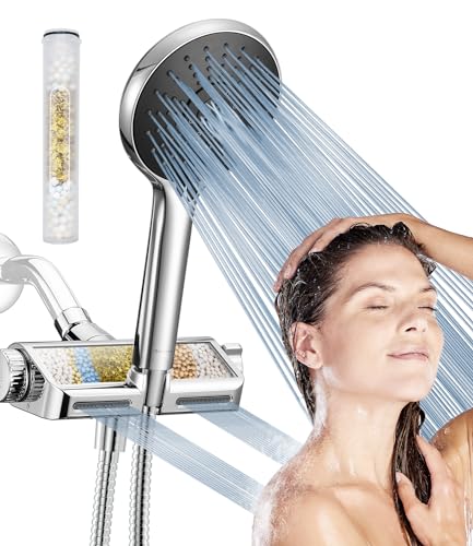 HOPOPRO Filtered Shower Head with Handheld Combo, High Pressure Shower Filter for Healthier Hair & Skin, Upgrade Shower Head Holder with Filter for Hard Water, Remove Chlorine, Reduce Dry Itchy Skin