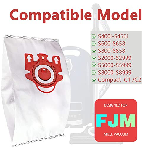 3D Airclean Dust Bags Replacement for Miele FJM Vacuum Compact C2 Compact C1 Complete C1 S241 S290 S300i S500 S700 S4 S6 Series (Pack of 10) with 3 Motor Protection Filters 3 Air.Clean Filters