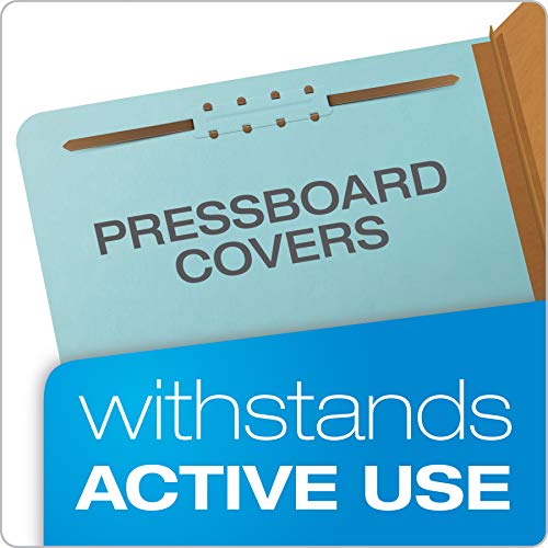 Pendaflex Pressboard Classification File Folders, 3 Dividers, 2" Embedded Fasteners, 2/5 Tab Cut, Letter Size, Light Blue, Box of 10 (24094), Specialty