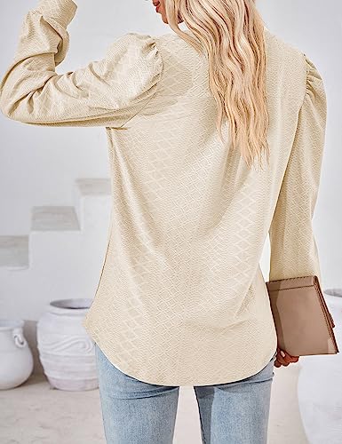 ZILIN Women's Tops Casual Long Sleeve Flowy Business 2024 Fashion Clothes Plus Size Tunics Green Floral S