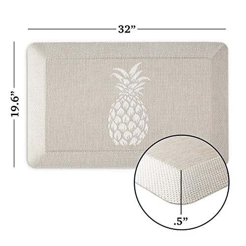 Martha Stewart Aloha Modern Pineapple Anti-Fatigue Air-Infused Kitchen Mat, Beige, 19.6"x32"