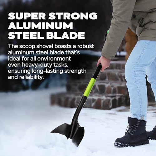 Idzo Efficient Snow Pusher, Snow Plow Shovel with 37-Inch Reversible and Bi-Directional Angled Blade, Snow Shovel with Wheels & Convenient 90 Degree Handle for Driveways, Sidewalks, Ice Hockey Rinks