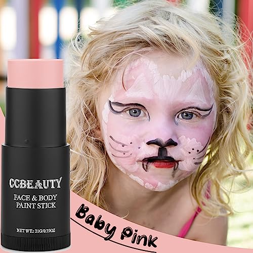 CCBeauty Halloween Neon UV Green Face Body Paint Stick Oil, Lime Green Eye Black,Glow in the Blacklight Face Painting Makeup,Hypoallergenic Foundation for SFX Cosplay Costume Parites