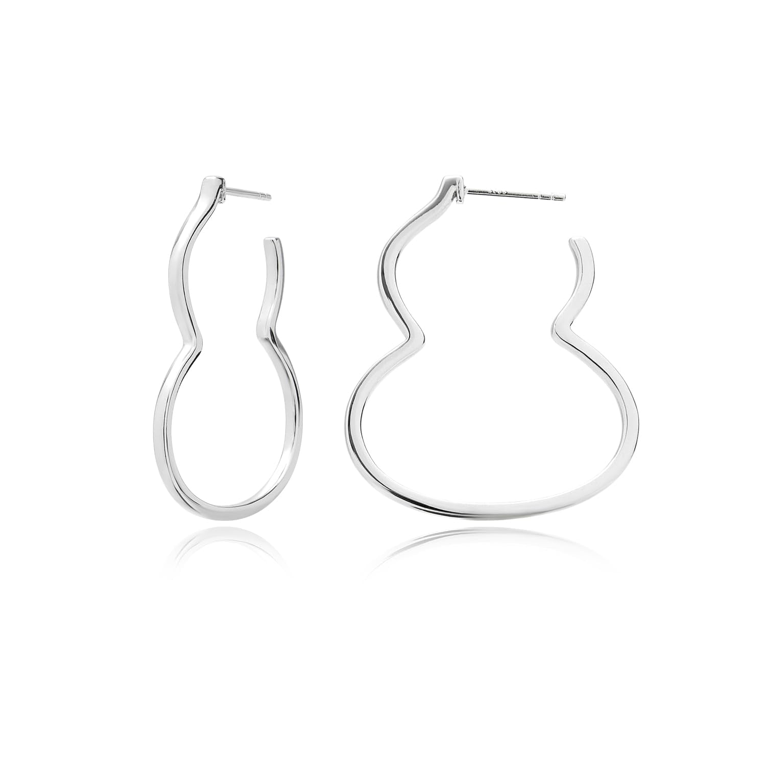 IELEGLOWS Rhodium Plated Sterling Silver Thin Hoops | Wulu/Gourd/Calabash/Cucurbit Shape Lightweight Big Hoop Earrings for Women