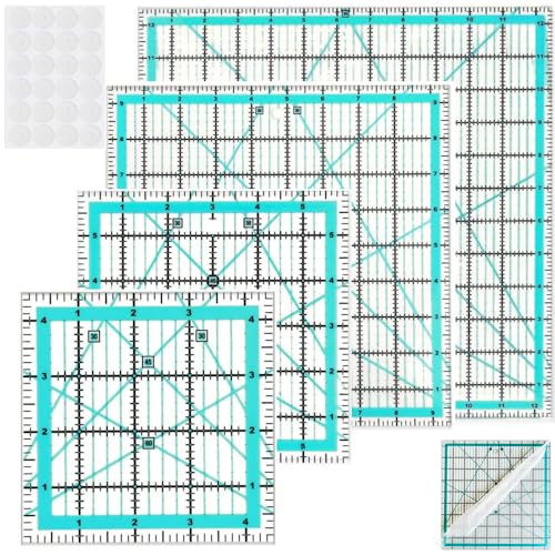 Quilting Rulers,7 Sewing Rulers Quilting Templates(6"x24",2"x24",3"x18",3"x8",1.5"x12",1"x12",1"x6"),Quilting Supplies Acrylic Rulers Fabric Cutting Ruler with Non-Slip Rings for Quilting and Sewing