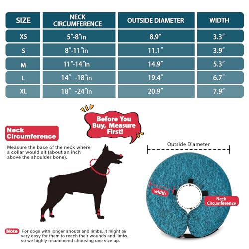 Dog Cone Collar for Small Medium Large Dogs for After Surgery, Pet Inflatable Neck Donut Collar Soft Protective Recovery Cone for Dogs and Cats - Alternative E Collar Does Not Block Vision - Green,XS