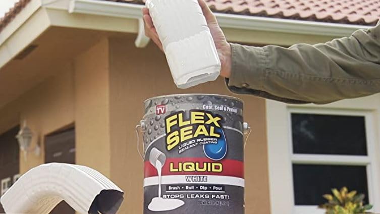 Flex Seal Liquid, Liquid Rubber Coating Sealant, Waterproof, Flexible, Breathable, and UV Resistant, Roof Repair, Basements, RV, Campers, Trailers, Marine, EPDM, Masonry, 1 Gallon, White