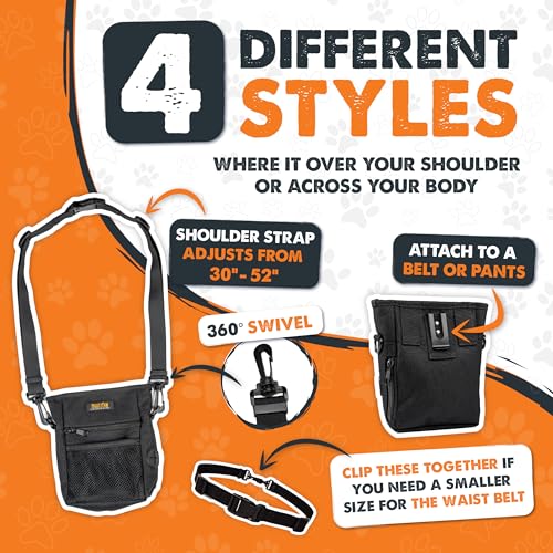 Mighty Paw Dog Treat Pouch | No Spill Magenetic Clasp - Hands-Free Pouches for Training - Pets Training Treat Pouches for Dog Walks - Pet Bags Pouch - Built in Poop Bag Holder