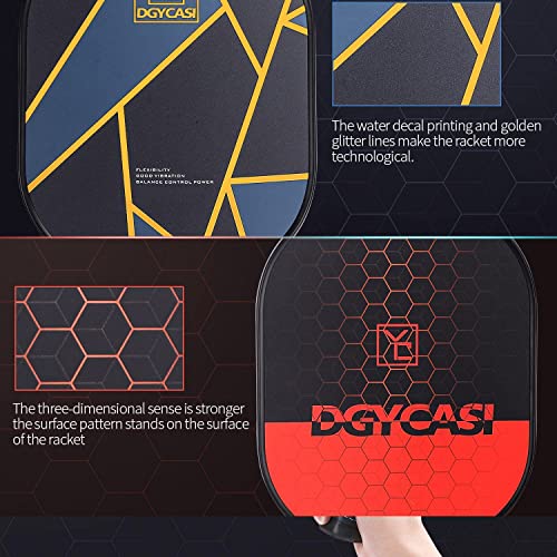 YC DGYCASI Graphite Pickleball Paddles Set of 2, 2024 USAPA Approved, Carbon Fiber Surface (CHS), Polypropylene Honeycomb Core, Anti-Slip Sweat-Absorbing Grip, 4 Pickleball, Portable Carry Bag