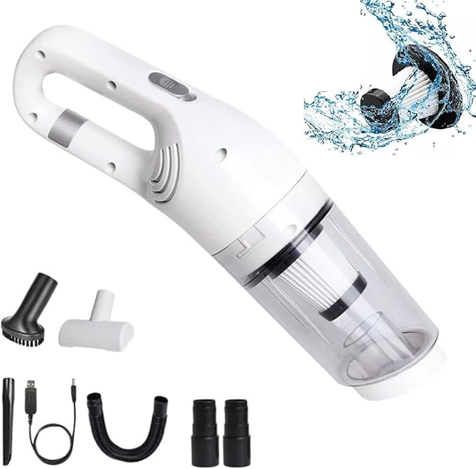 ENCHE Handheld Vacuum,9Kpa Handheld Vacuum Cleaner, Hand Held Vacuum Cordless,Portable Car Vacuum Cleaner, Rechargeable Cordless Vacuum with Multiple Accessories for Home Office Car