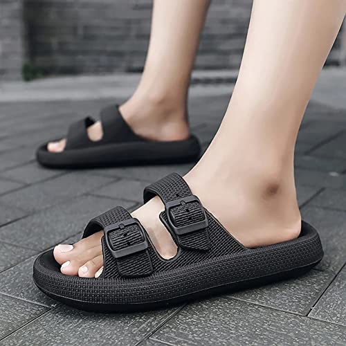 VONMAY Cloud Slides Slippers for Women Men Shower Sandals Non Slip Soft Sole Thick Foam Double Buckle Adjustable House Shoes, Orange
