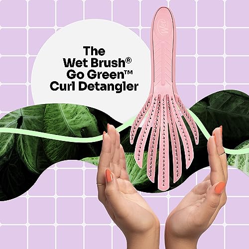 Wet Brush Go Green Curl Detangler Hair Brush- Pale Pink -Ultra-Soft IntelliFlex Detangling Bristles Glide Through Tangles with Ease - Great For Curly Hair-No Split Ends & Pain-Free for Wet or Dry Hair