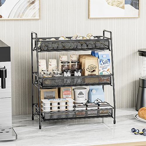 EKNITEY Bathroom Countertop Organizer Rack - 3 Tier Counter Spice Rack Metal Makeup Rack Small Perfume Vanity Organizer for Sink/Bedroom/Living Room/Kitchen/Office