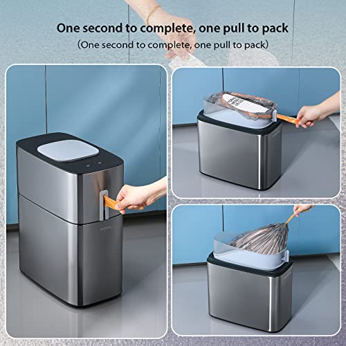 MOPUP Touchless Bathroom Trash Can, 4 Gallon Narrow Metal Automatic Privacy Garbage Can with Motion Sensor and Waterproof Design for Bedroom, Office, Toilet.Stainless Steel Dog-Proof Trash Bin.