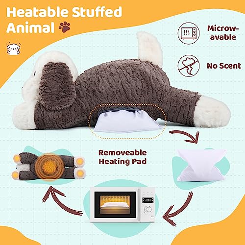 MorisMos 24inch 4Lbs Weighted Microwavable Stuffed Animal, Large Weighted Stuffed Dog Plush, Heatable Unscented Dog Throw Pillow