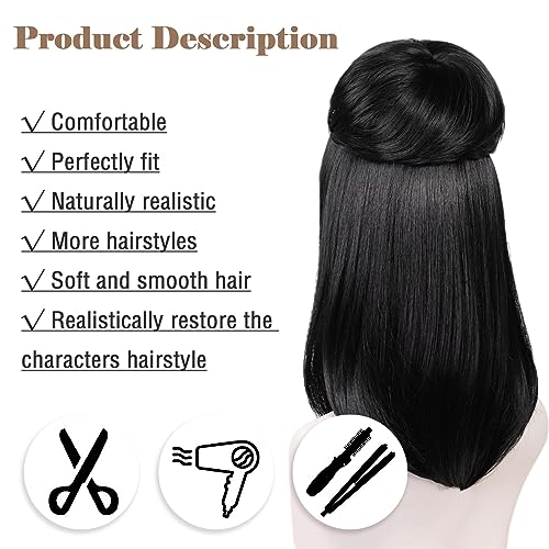 LABEAUTÉ Max Beauty Anime Short Black Cosplay Wig for Women Girl, Daily Wig for Cosplay Synthetic Hair for Halloween Costume Party Hair Wig + Wig Cap