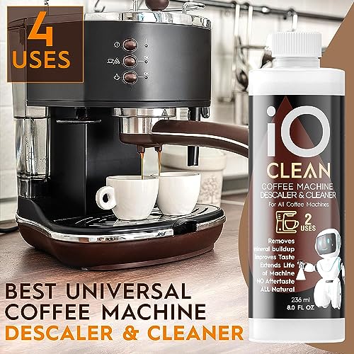 iO CLEAN Descaling Solution for All Coffee Machines – 16oz - 4 Uses – Cleaner & Descaler for Keurig, DeLonghi, Nespresso, Breville, Gaggia, Philips Saeco and Other Makers – Remove Buildup of Minerals