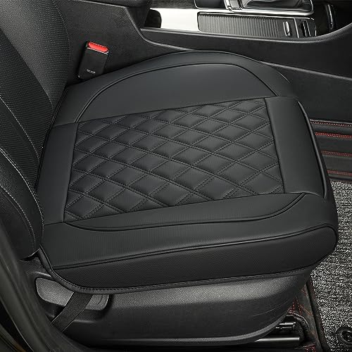 Vankerful 1 Pack Leather Front Car Seat Covers,Bottom Seat Covers for Cars,Driver Car Seat Cover,Luxury Seat Protectors,Waterproof,Anti-Slip,Full Wrap,for Most Vehicles,Sedan,Truck,SUV(Black)