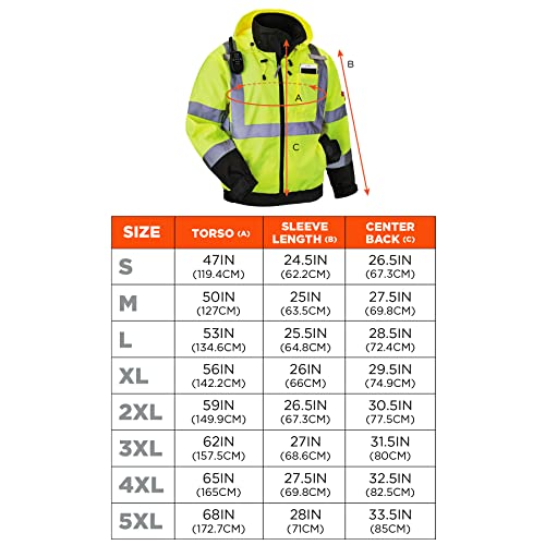 Ergodyne Unisex Adult 3-in-1 Hi-Vis Winter Bomber Jacket, Lime, Small US