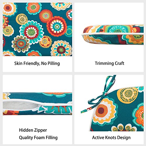 Magpie Fabrics Outdoor/Indoor 17"x16"x2" Chair Cushions with Ties Set of 4, Waterproof All Weather U-Shape Seat Pads Decoration for Patio Garden Furniture Home Office (Morgan Medal Blue)