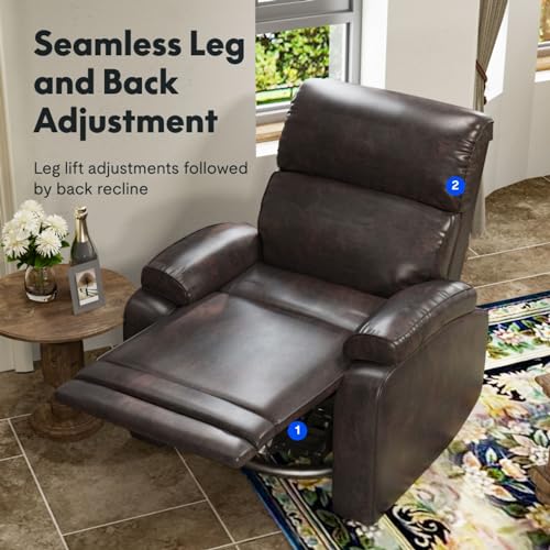 FLEXISPOT XR2 Faux Leather Recliner Chair, Power Rocker Recliner Chair for Adults w/Adjustable Headrest, Lumbar Support, USB Port, Swivel Recliner Chair, Sofa Chair for Living Room, Grey