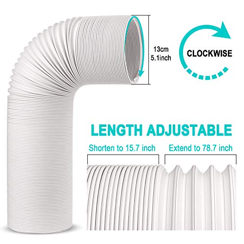 Jin&Bao Air Conditioner Hose, Portable Exhaust Vent Hose with 5.1‘’ (5‘’) Diameter, Clockwise AC Hose Length to 78 Inch, Universal Replacement AC Vent Hose for Many Portable AC