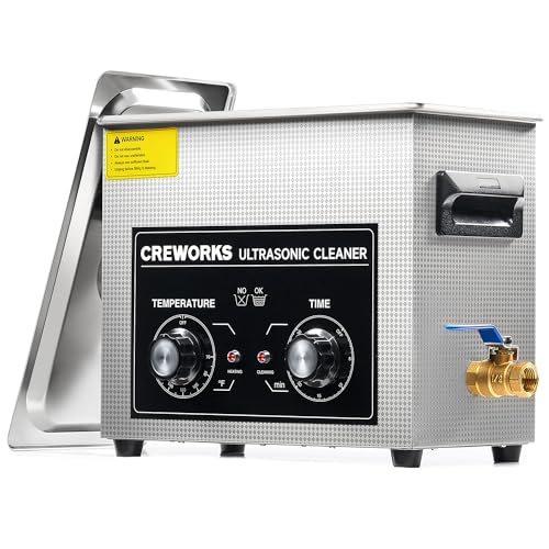 CREWORKS Ultrasonic Cleaner with Heater and Timer, 1/2 Gallon Stainless Steel 60W Ultrasonic Cleaning Machine, 2L Sonic Cavitation Machine for Professional Jewelry Watch Glasses Cleaning and More