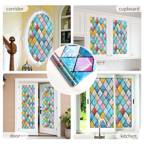 WPCTEV Window Film One Way Mirror Film Daytime Privacy Static Non-Adhesive Decorative Heat Control Anti UV Window Tint for Home and Office Silver 6 Mil 17.5 Inch x 6.5 Feet