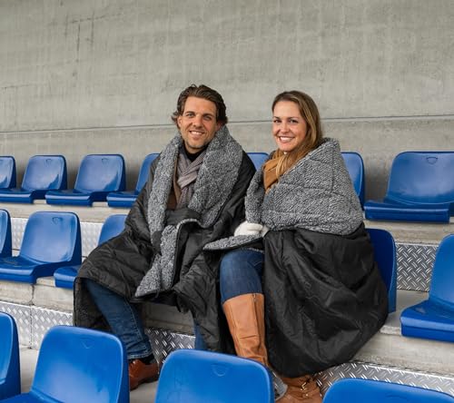 Sherpa Waterproof Outdoor Blanket. Large Sherpa Camping & Stadium Blanket for Cold Weather. Perfect for Picnic, Sports, Concerts, Outdoors, Boat. Windproof, Extra Warm, Machine Washable.