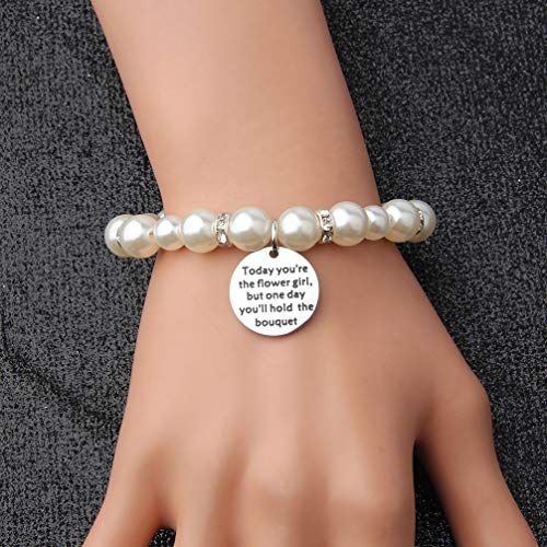 bobauna Today You're The Flower Imitation Pearl Bead Chain Bracelet Wedding Gift For Flower (flower bracelet)