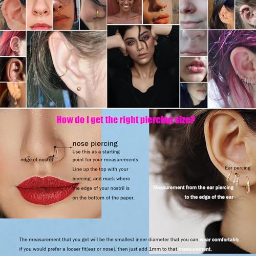 Lantine 5 Pcs 6mm Small Nose Rings Hoops for Women Set 316L Surgical Steel Septum Rings Rook Daith Tragus Piercing Jewelry Hinged Cartilage Gold Hoop Earrings 20G