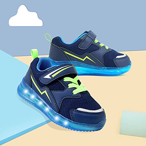 YESKIS Light Up Shoes for Girls Tennis Shoes LED Flashing Lightweight Breathable Mesh Durable Running Walking Sneakers for Toddler Beige Size 8