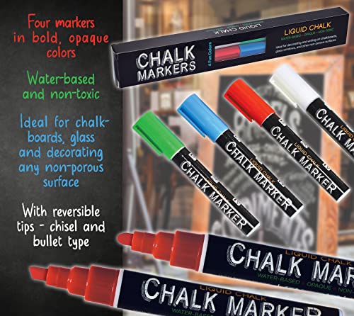 Better Office Products Magnetic Wall Chalkboard Sign, X Large Size 20" x 30", Rustic Wood Frame, Vertical or Horizontal Wall Mount, Includes 4 Chalk Markers + Chalk and Eraser,(Rustic Brown)