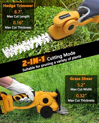 Cordless Hedge Trimmer for DEWALT 20V MAX Battery (No Battery) - Electric Hedge Trimmer Cordless Grass Trimmer, 2 in 1 Handheld Grass Cutter + Hedge Shears for Gardening, Lawn, Yard (ZZ-TL198-01)